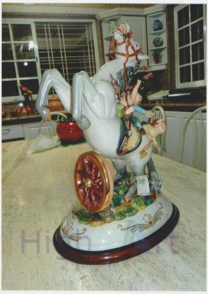 Three boys in a horse, Capodimonte Porcelain