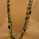 Dunes 16" Long Necklace Multi-Strands Teal, Lime & Chocolate!