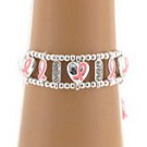 Pink Ribbon Adjustable Pink Cord Bracelet