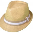 Straw Fedora Fashion Hats with Stripe Band