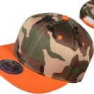 Woodland Camo/Orange Cap