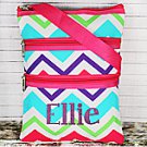 Multi-Chevron Crossbody Bag with Hot Pink