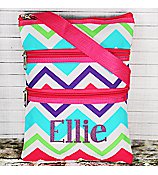 Multi-Chevron Crossbody Bag with Hot Pink