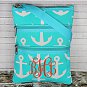 Aqua with White Anchors Crossbody Bag