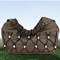 Brown Ostrich Leather Lattice Design Shoulder Bag