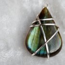 Wire wrapped Labradorite Teardrop Pendant