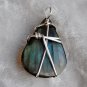 Wire wrapped Labradorite Teardrop Pendant