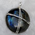 Wire wrapped Labradorite Disc Pendant