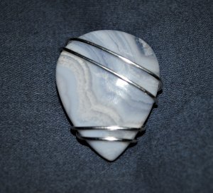 Wire wrapped Blue Lace Agate Pendant