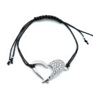 RHINESTONE BLACK CORD HEART BRACELET