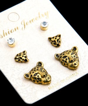 FASHION LEOPARD EARRINGS GOLD/SILVER