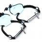 BLACK CROSS WITH RHINESTONE WEAVED CORD BRACELET