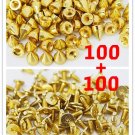 100pcs 9.5mm Gold Color Metal Bullet Rivet Spikes Stud Punk rock Bag B