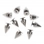 50pcs 9.5mm Silver Metal Bullet Rivet Spikes Stud