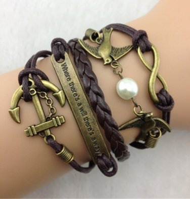 Bracelet Anchor Where there's a will there's a way bracelets with exquisite gift box