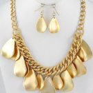Petaled Gold Necklace+Earring Set