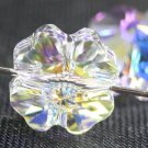 4 Swarovski 12mm 5752 Clover Leaf Bead Crystal Clear AB