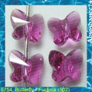 12 Swarovski Crystal Bead 5754 Butterfly 6mm Fuchsia
