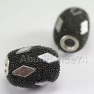 4 Pieces Big Barrel Big Hole Mirrored Charm Spacer Beads (M31BK)
