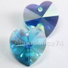 6 pcs Swarovski  6228 10mm HEART Crystal Pendant BLUE ZIRCON AB