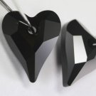 2pcs Swarovski Crystal 17mm 6240 Wild Heart Pendant Jet