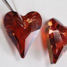 2pcs Swarovski 17mm 6240 Wild Heart Pendant Red Magma