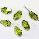 4 pcs Swarovski Crystal 5203 POLYGON Beads 12mm x 8mm OLIVINE