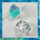 2 Swarovski Crystal Bead 5603 Graphic Cube 10mm ClearAB