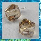 2 Swarovski Crystal Beads 5603 Graphic Cube 10mm Golden