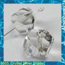 2 Swarovski Crystal Beads 5603 Graphic Cube 10mm Silver