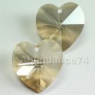 6 pcs Swarovski  6202 10mm HEART Crystal Pendant GOLDEN SHADOW
