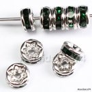 20 pcs Swarovski Crystal 6mm Rondelle Rhodium Emerald