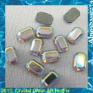 12 Swarovski 2610 Crystal Clear AB 6mm Rectangle Hotfix