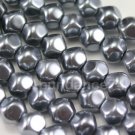 70pcs 6mm Hex shape Faux Glass Pearl Beads Dark Grey