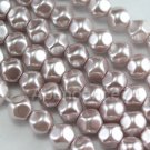 70pcs 6mm Hex shape Faux Glass Pearl Beads Light Purple