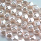 70pcs 6mm Hex shape Faux Glass Pearl Beads Pink Rose