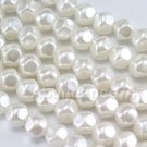 70pcs 6mm Hex shape Faux Glass Pearl Beads Prue White