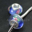 1 piece 925 Sterling MURANO GLASS BEAD BLUE European Bead Charm C21