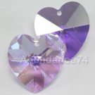 6 pcs Swarovski  6228 10mm HEART Crystal Pendant VIOLET AB