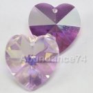 6 pcs Swarovski  6202 10mm HEART Crystal Pendant LIGHT AMETHYST AB