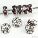 20 Swarovski Crystal 6mm Rondelle Rhodium LT AMETHYST
