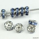 20 Swarovski Crystal 6mm Rondelle Rhodium LT SAPPHIRE
