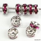 20 pcs Swarovski Crystal 6mm Rondelle Rhodium Fuchsia