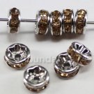 20 Swarovski Crystal 6mm Rondelle Rhodium LT COL TOPAZ