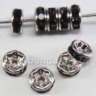 20 pcs Swarovski Crystal 6mm Rondelle Rhodium JET black