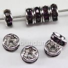 20 pcs Swarovski Crystal 6mm Rondelle Rhodium Amethyst