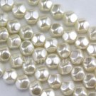50pcs 8mm Hex shape Faux Glass Pearl Beads Cream Color