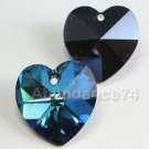 2 Swarovski 6202 18mm Heart Crystal Bead Bermuda Blue
