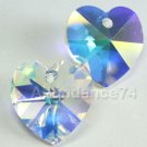 2 pcs Swarovski 6202 18mm Heart Crystal Bead Clear AB