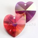 2 Swarovski 6202 18mm Heart Crystal Bead Padparascha AB